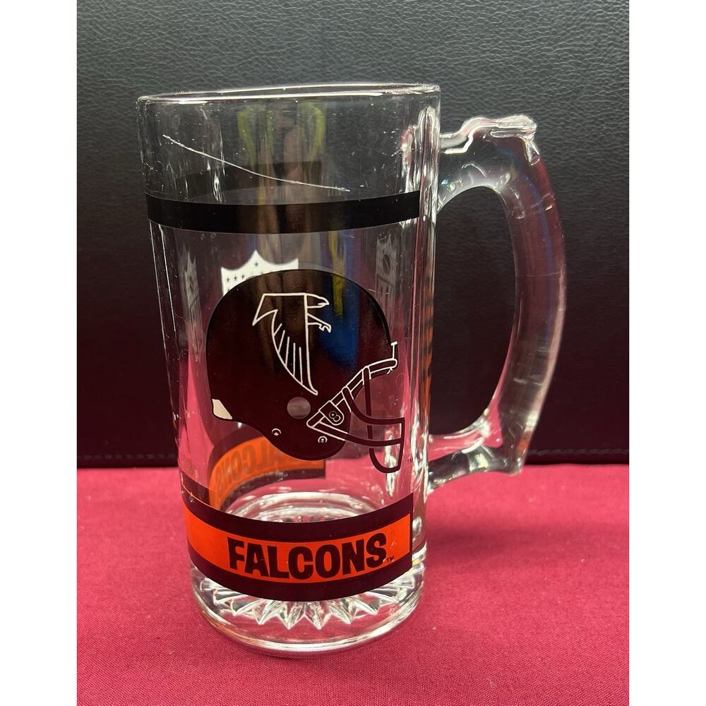 Vintage Heavy Glass Beer Mug‎ Atlanta Falcons NFL Football 12 oz.